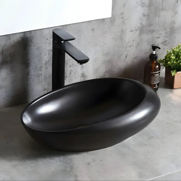 Lavoar Baie Pe Blat Salamanka 48x31cm, Negru Mat, Portelan
