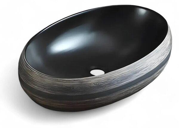 Lavoar Pe Blat Santa Fe 60x40cm, Negru Si Gri, Portelan