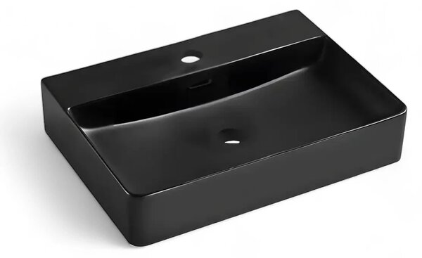 Lavoar Suspendat Sau Pe Blat Kairo 60x42cm, Negru Mat, Portelan