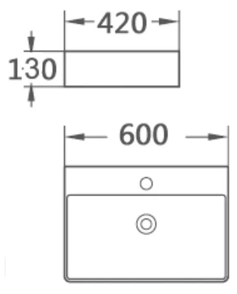 Lavoar Suspendat Sau Pe Blat Kairo 60x42cm, Alb, Portelan