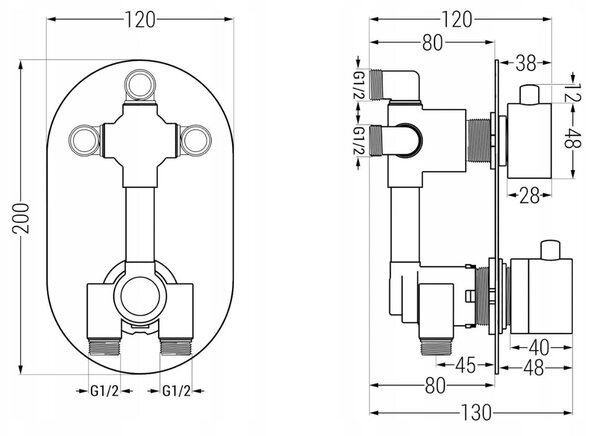 Mexen KAI - Set de duș ascuns cu 3 ieșiri 6 în 1, alb, 77602-20set