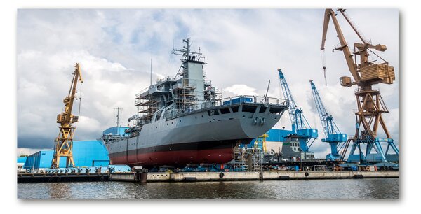 Fotografie imprimată pe sticlă navă șantier naval