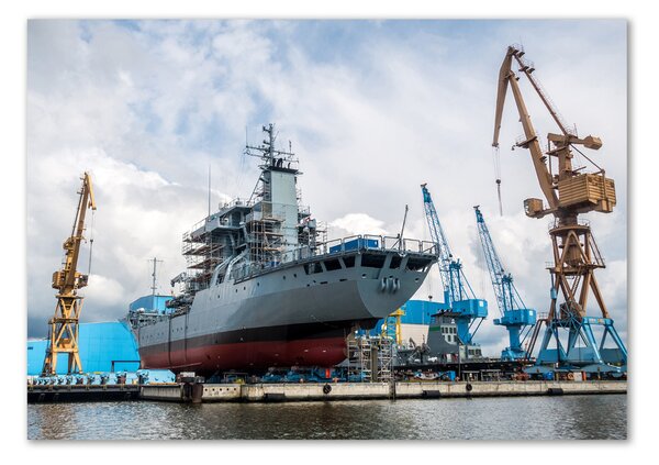 Fotografie imprimată pe sticlă navă șantier naval