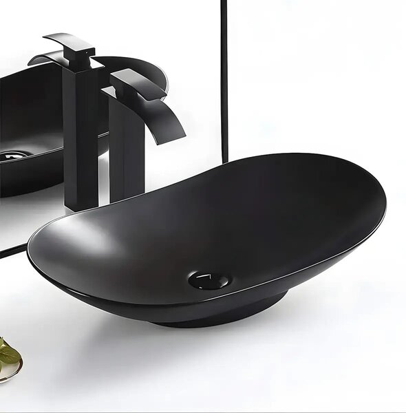 Lavoar Pe Blat Salta 63.5x37cm, Negru, Ceramica