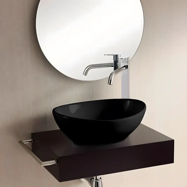 Lavoar Baie Pe Blat Lima 41x34cm, Negru Mat, Portelan