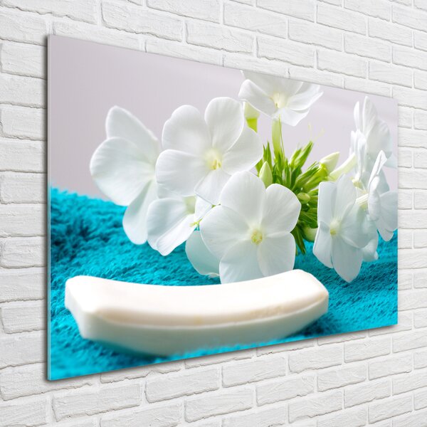 Fotografie imprimată pe sticlă Flori albe Spa