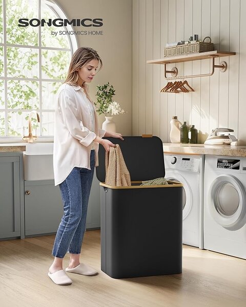 Cos de rufe Negru Songmics 60x38.5x70.5 cm