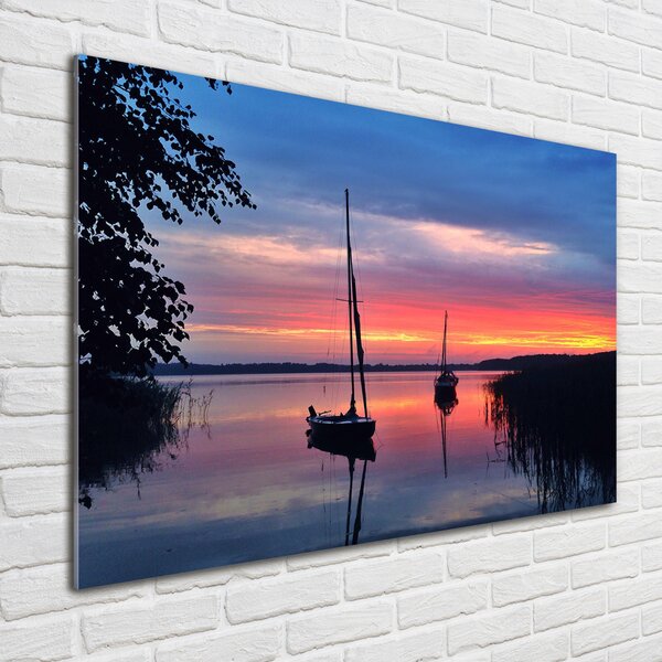 Imagine de sticlă Sailboats la Sunset