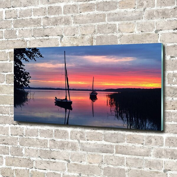 Imagine de sticlă Sailboats la Sunset