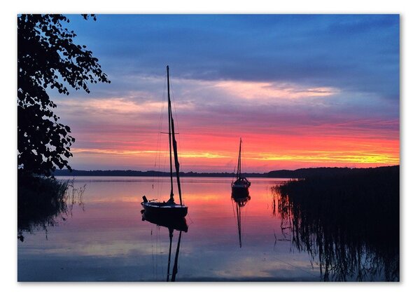 Imagine de sticlă Sailboats la Sunset
