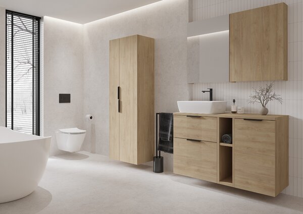 Cersanit City dulap 59.4x14.1x80 cm cu oglinda stejar S584-115