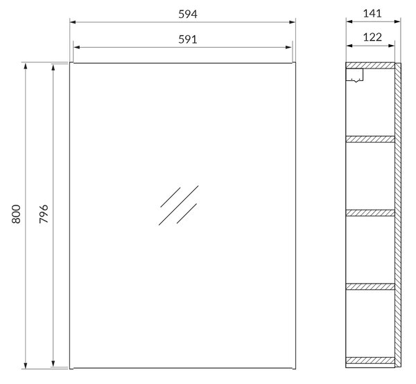 Cersanit City dulap 59.4x14.1x80 cm cu oglinda stejar S584-115