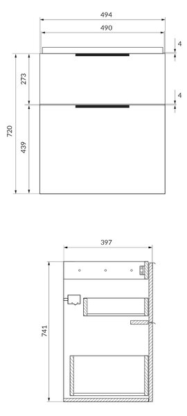 Cersanit City dulap 49.4x39.7x72 cm sub chiuveta pe perete stejar S584-118