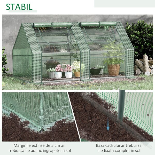 Outsunny Seră din Oțel pentru Legume Fructe | Copertină PE | 180x90x90 cm Verde | Aosom Romania