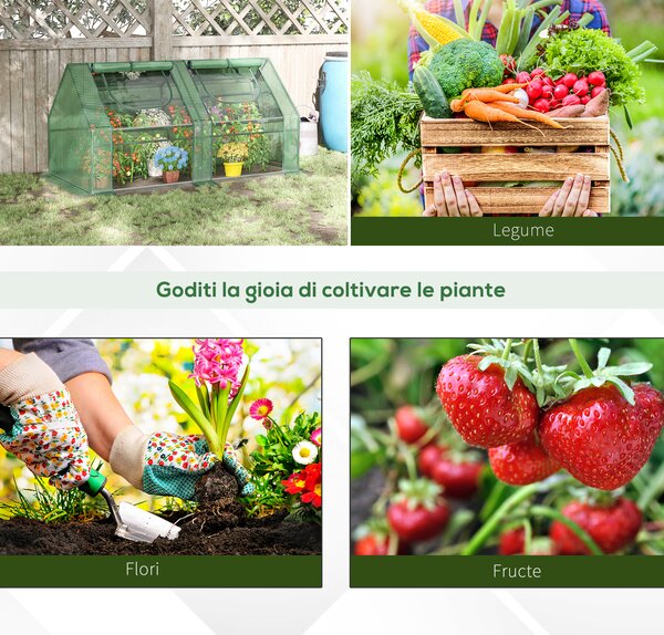 Outsunny Seră din Oțel pentru Legume Fructe | Copertină PE | 180x90x90 cm Verde | Aosom Romania