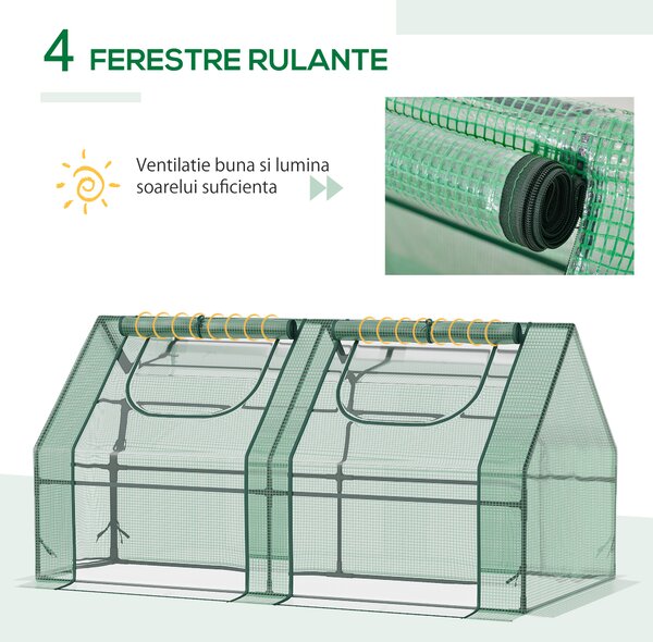 Outsunny Seră din Oțel pentru Legume Fructe | Copertină PE | 180x90x90 cm Verde | Aosom Romania