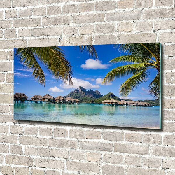 Fotografie imprimată pe sticlă Palmieri pe Bora Bora