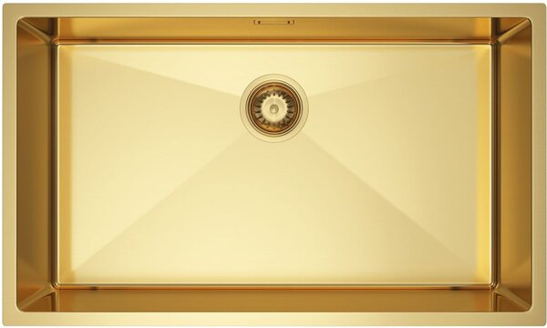Ruvetti Stelio chiuveta din oțel cu sifon 74x44 cm auriu 5001S_PVD_GOLD80_P