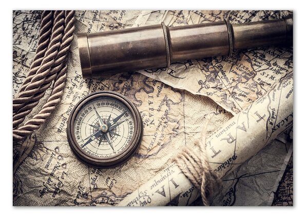 Fotografie imprimată pe sticlă Compass Harta lupei