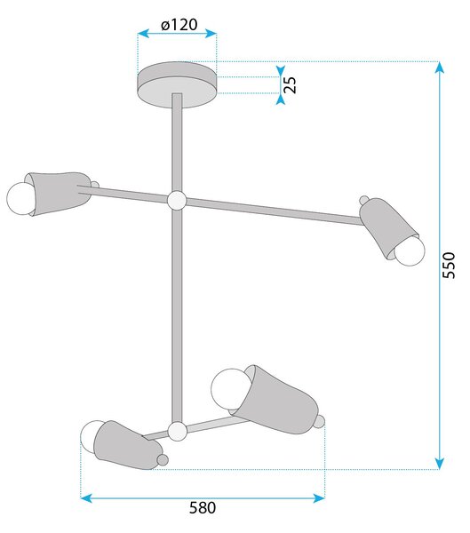 Lampa APP1708-4CP BLACK + GOLD