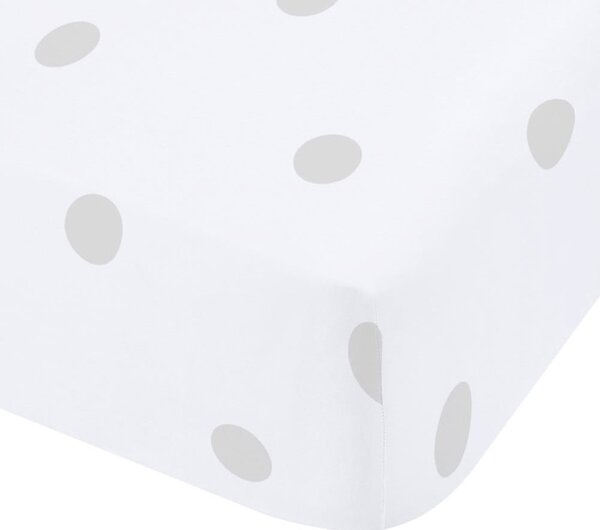 Cearceaf alb-gri din flanelă cu elastic 90x190 cm Polka Dot – Catherine Lansfield