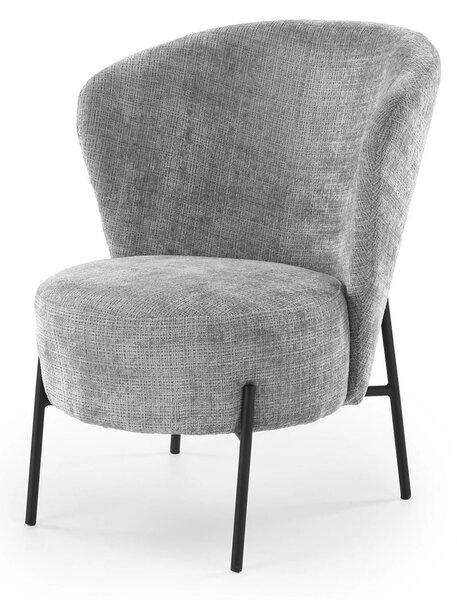 Fotoliu CEZAR, gri/negru, stofa catifelata/otel, 70x79x85 cm
