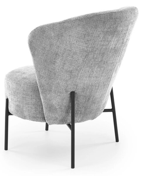 Fotoliu CEZAR, gri/negru, stofa catifelata/otel, 70x79x85 cm