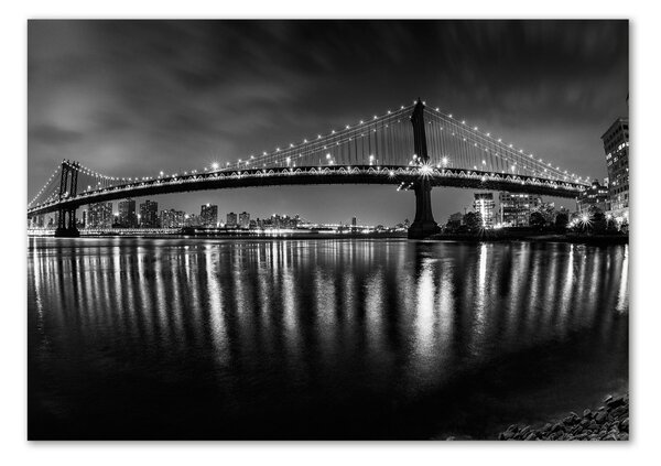 Tablou Printat Pe Sticlă Manhattan pe timp de noapte