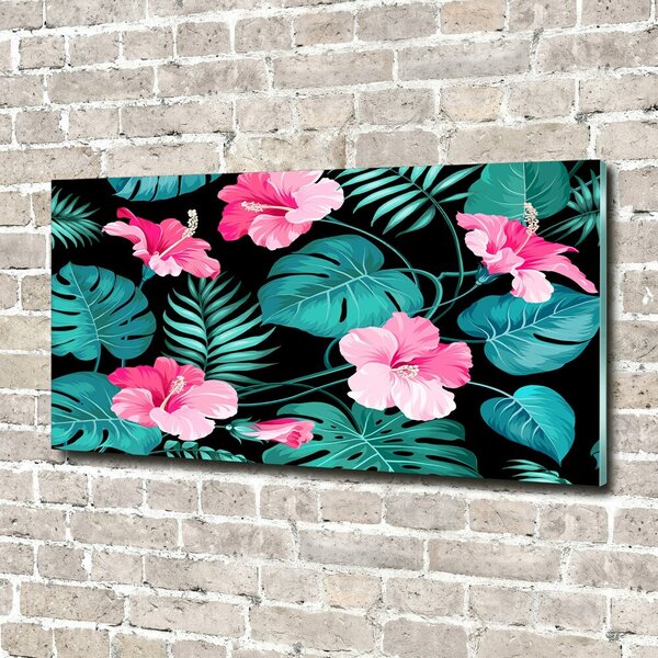 Tablou Printat Pe Sticlă flori tropicale