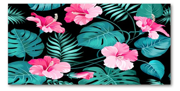 Tablou Printat Pe Sticlă flori tropicale