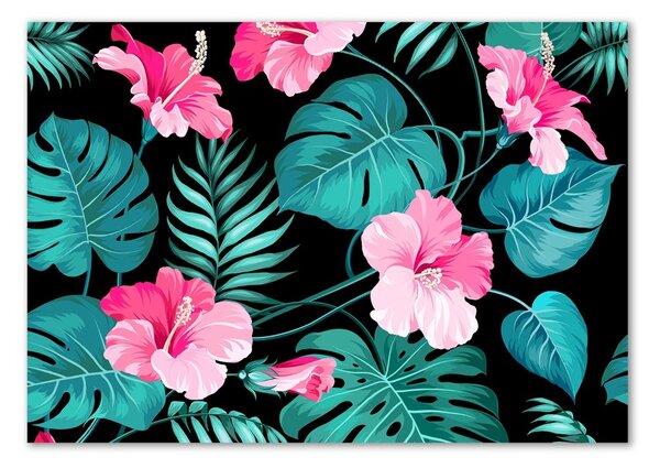 Tablou Printat Pe Sticlă flori tropicale