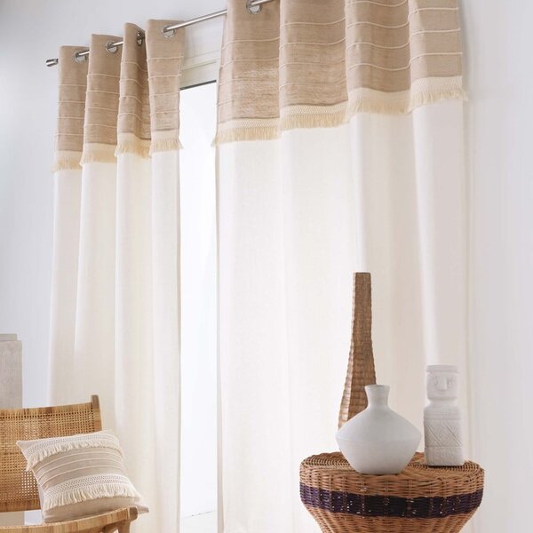 Draperie albă-maro din amestec de iută 140x240 cm Cirrus – douceur d'intérieur