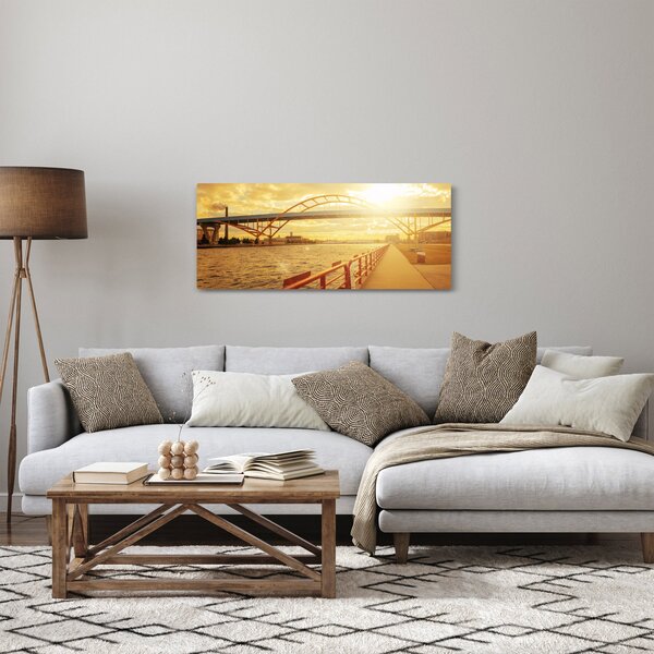 Tablou cu pod și apus de soare (120x50 cm)
