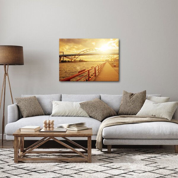 Tablou cu pod și apus de soare (70x50 cm)