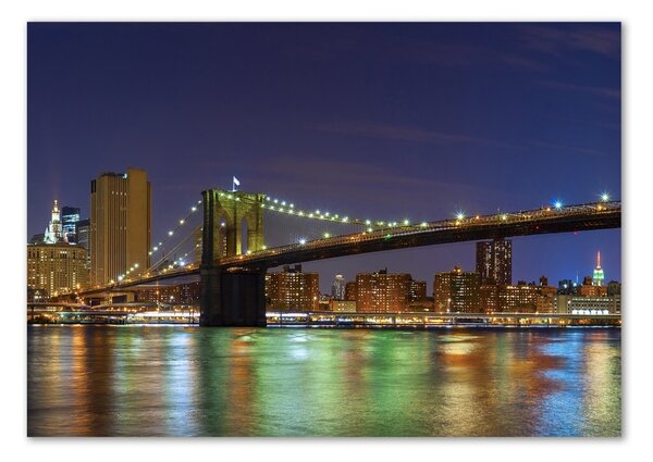 Tablou Printat Pe Sticlă Manhattan pe timp de noapte