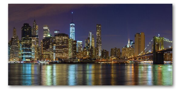 Tablou Printat Pe Sticlă Manhattan pe timp de noapte