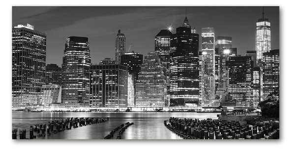 Tablou pe pe sticlă Manhattan pe timp de noapte