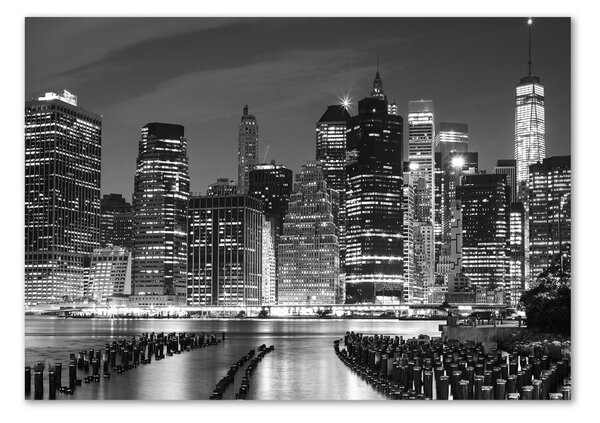 Tablou pe pe sticlă Manhattan pe timp de noapte