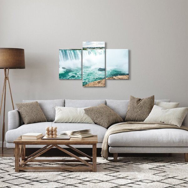 Tablou cu cascadele și corabie (90x60 cm)