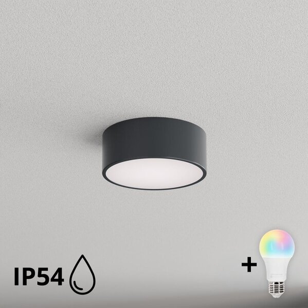 Brilagi - LED RGBW Lumină de tavan pentru baie CLARE 1xE27/12W/230V, diametru 20 cm, antracit, IP54