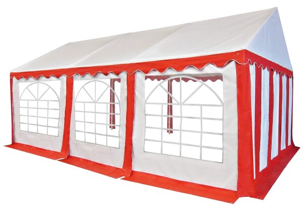 Pavilion de grădină, roșu și alb, 4 x 6 m, PVC