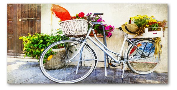 Tablou din Sticlă bicicletă alb