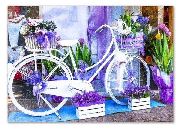 Fotografie imprimată pe sticlă bicicletă alb