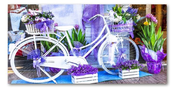 Fotografie imprimată pe sticlă bicicletă alb