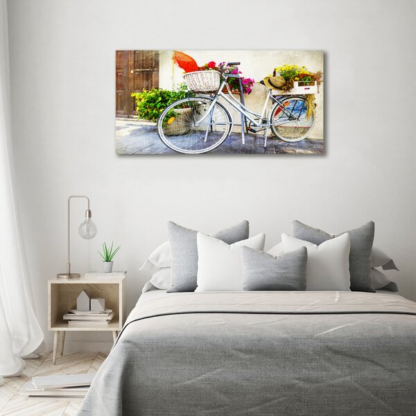 Tablou din Sticlă bicicletă alb