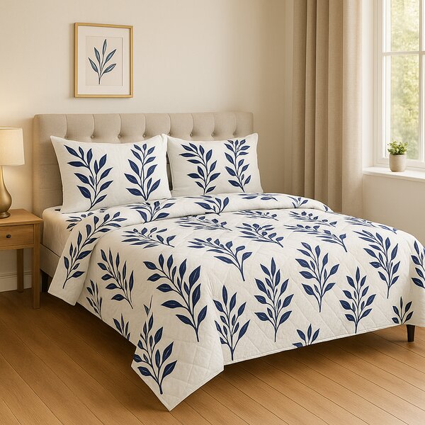 Set lenjerie pat dublu cu pilota reversibila Ava 200x220 cm