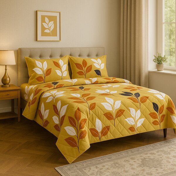 Set lenjerie pentru pat dublu cu pilota reversibila Lea 200x220 cm