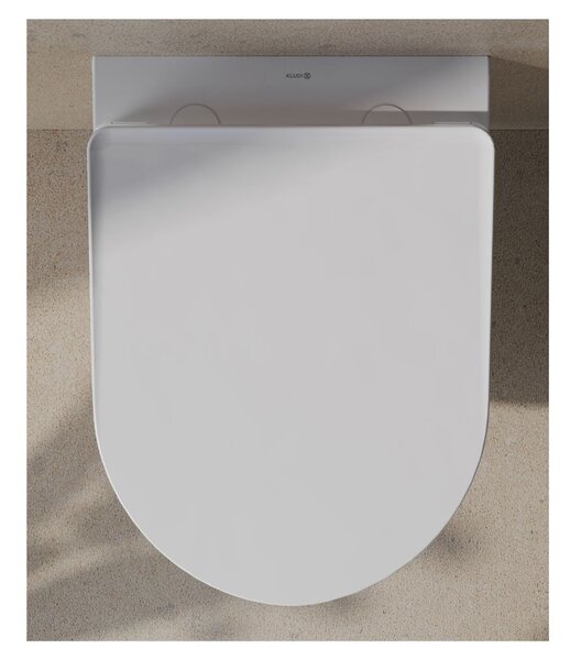 Kludi Resa D vas wc cu capac soft-close agăţat fără margine cu spălare turbionară alb lucios 24WCSET43