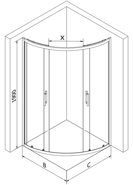 Mexen Rio cabina de duș semi-circulară 80 x 80 cm, dungi albe, aurie + cădiță Flat, albă - 863-080-080-50-20-4110G