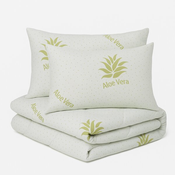 Set Pilota Aloe Vera 200x210 cm + 2 Perne Aloe Vera 50x70 cm